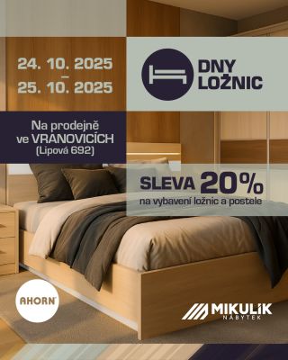 😴 Dny ložnic ve Vranovicích jsou tady! 24.–25. 10. si u nás můžete v klidu vyzkoušet české postele, matrace AHORN i...