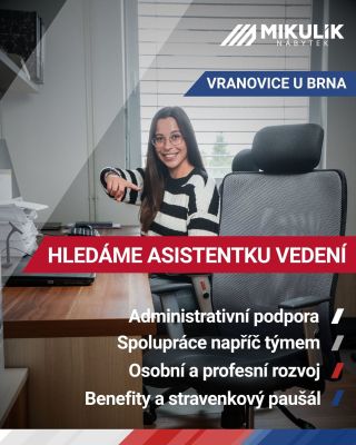 📣 Hledáme posilu do týmu! Do rodinné firmy Nábytek Mikulík hledáme ASISTENT/KA VEDENÍ,která se nebojí zodpovědnosti, má...
